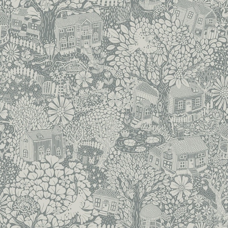 Manhattan Comfort Gainesville Bygga Bo Blue Woodland Village 33 ft L X 209 in W Wallpaper BR4111-63005
